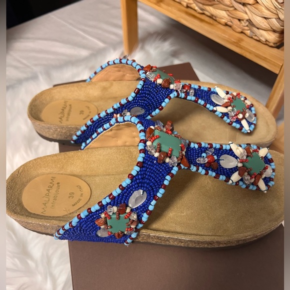 Set of Six Indian-Tribal Fusion Beaded Slider Sandal
